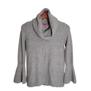 Saks Fifth Avenue Women‎ Gray Cowl Neck Bell Sleeve Knit Sweater S/P